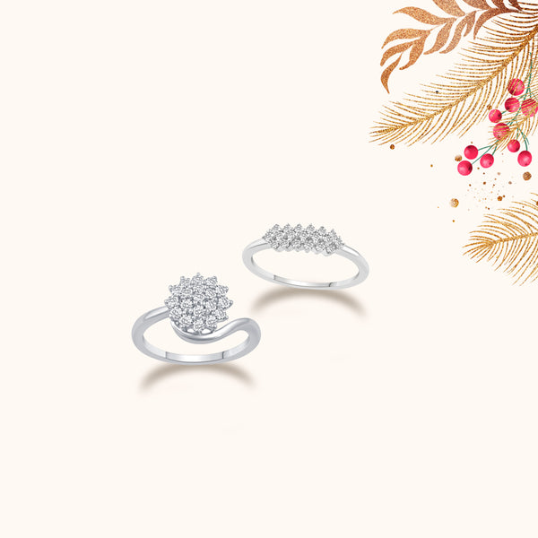 Cluster Flower Elegant Ring in 925 Sterling Silver Jewelry engagement beautiful