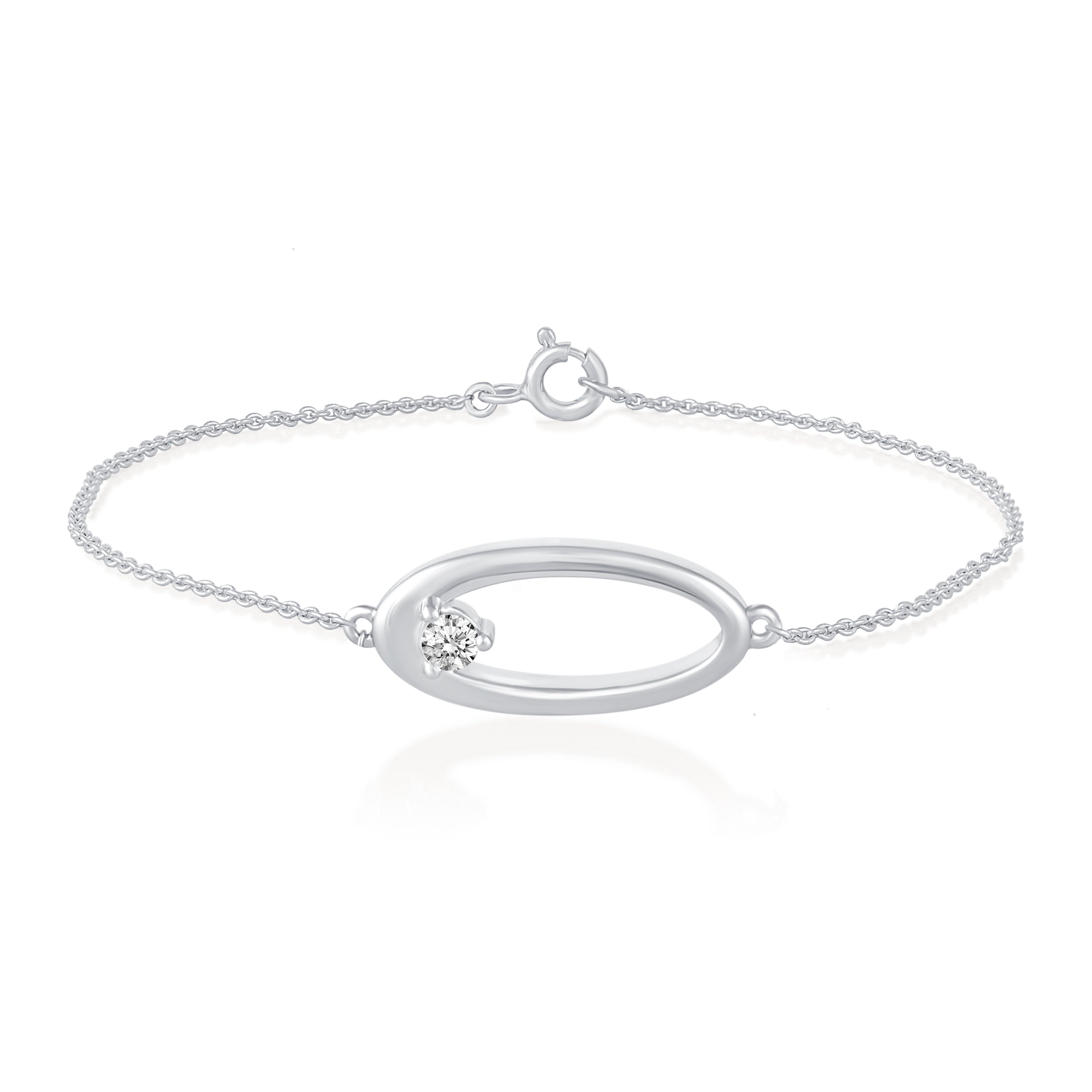 1/20 Cttw CZ Open Oval Floating Stone 7" Bracelet in 925 Sterling Silver