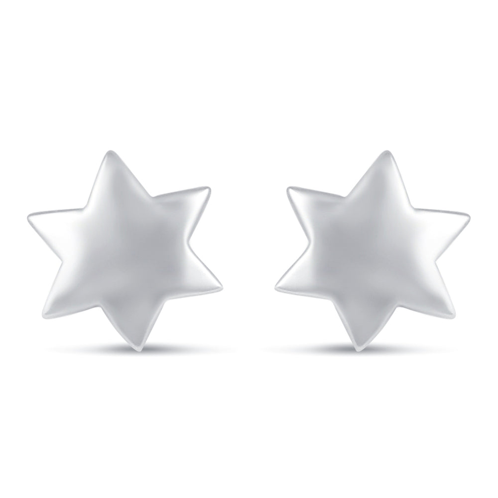 Solid Disk Plain Star Stud Earrings in 925 Sterling Silver