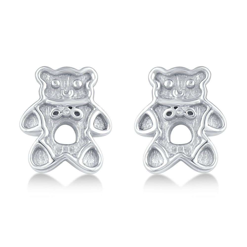 Teddy Bear Mini Stud Earrings in 925 Sterling Silver