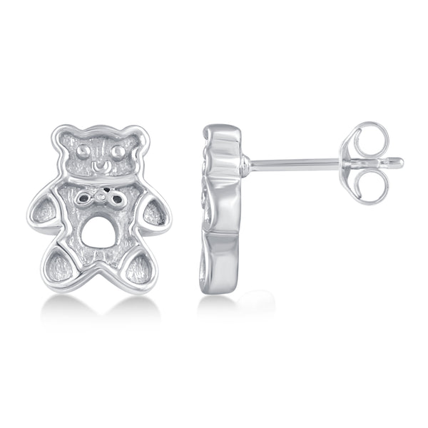 Teddy Bear Mini Stud Earrings in 925 Sterling Silver - Prime and Pure