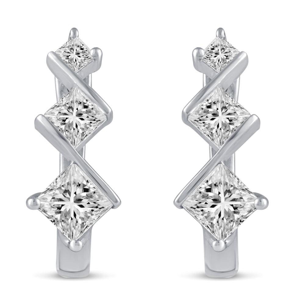 Floral Pave Hoop Huggies Earrings in 925 Sterling Silver