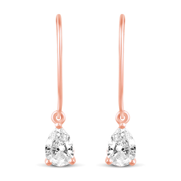 3 Sizes Teardrop Drop Dangle Earrings in 925 Sterling Silver Pink Rose Gold - Prime and Pure