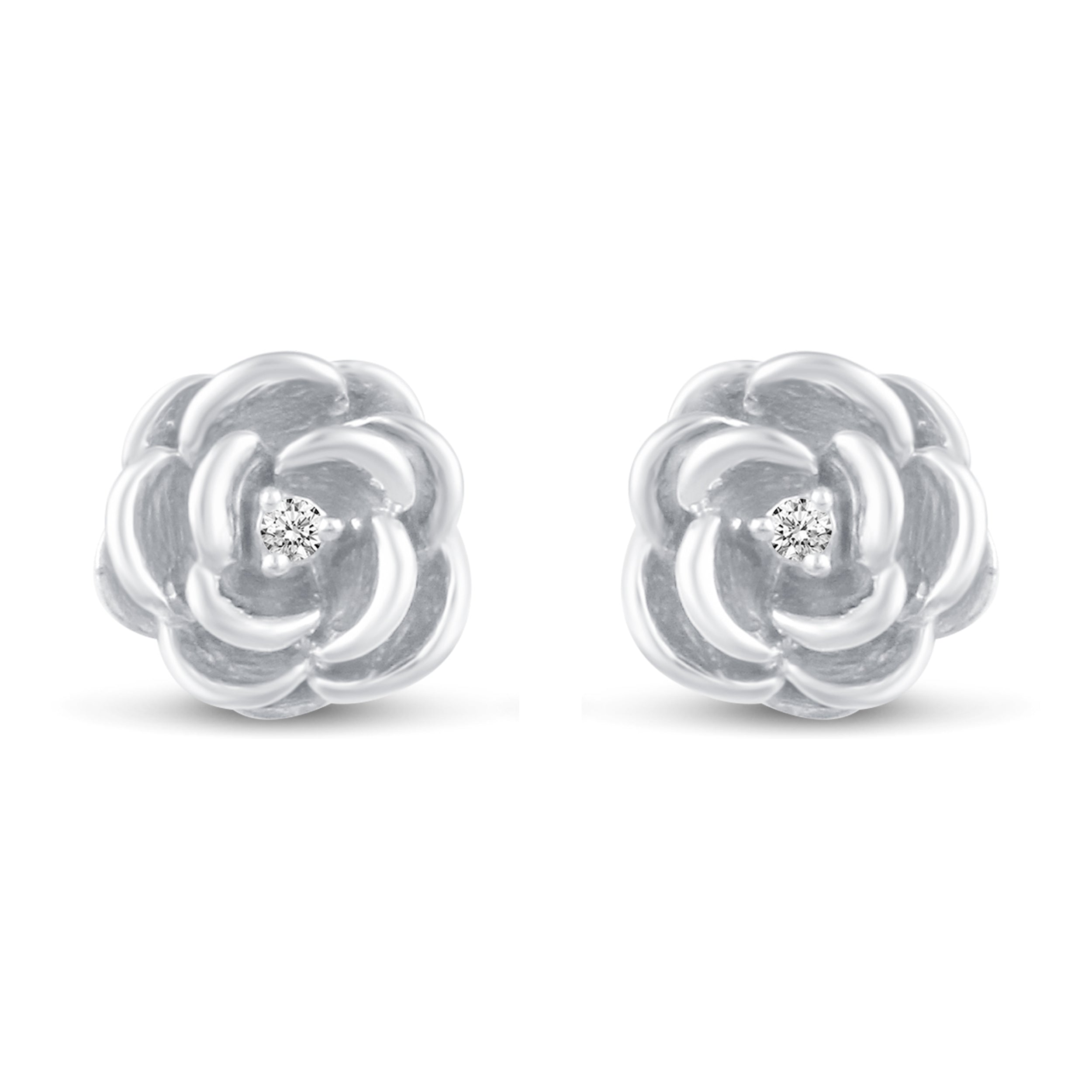 Rose Flower Stud Earrings silver jewelry primeandpure