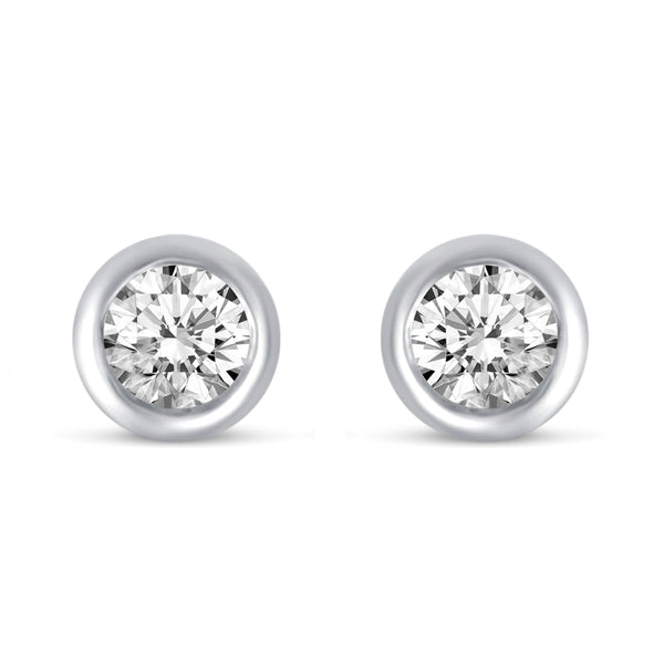 Bezel Set Round Cut Stud Earrings in 925 Sterling Silver - Prime and Pure