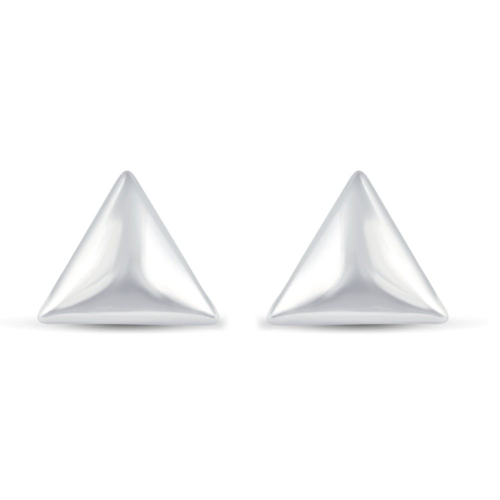 Solid Disk Plain Triangle Stud Earrings in 925 Sterling Silver