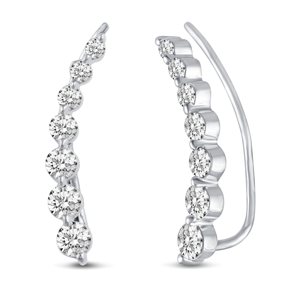 Shiny Ear Jacket Climber Earrings in 925 Sterling Silver Crawler