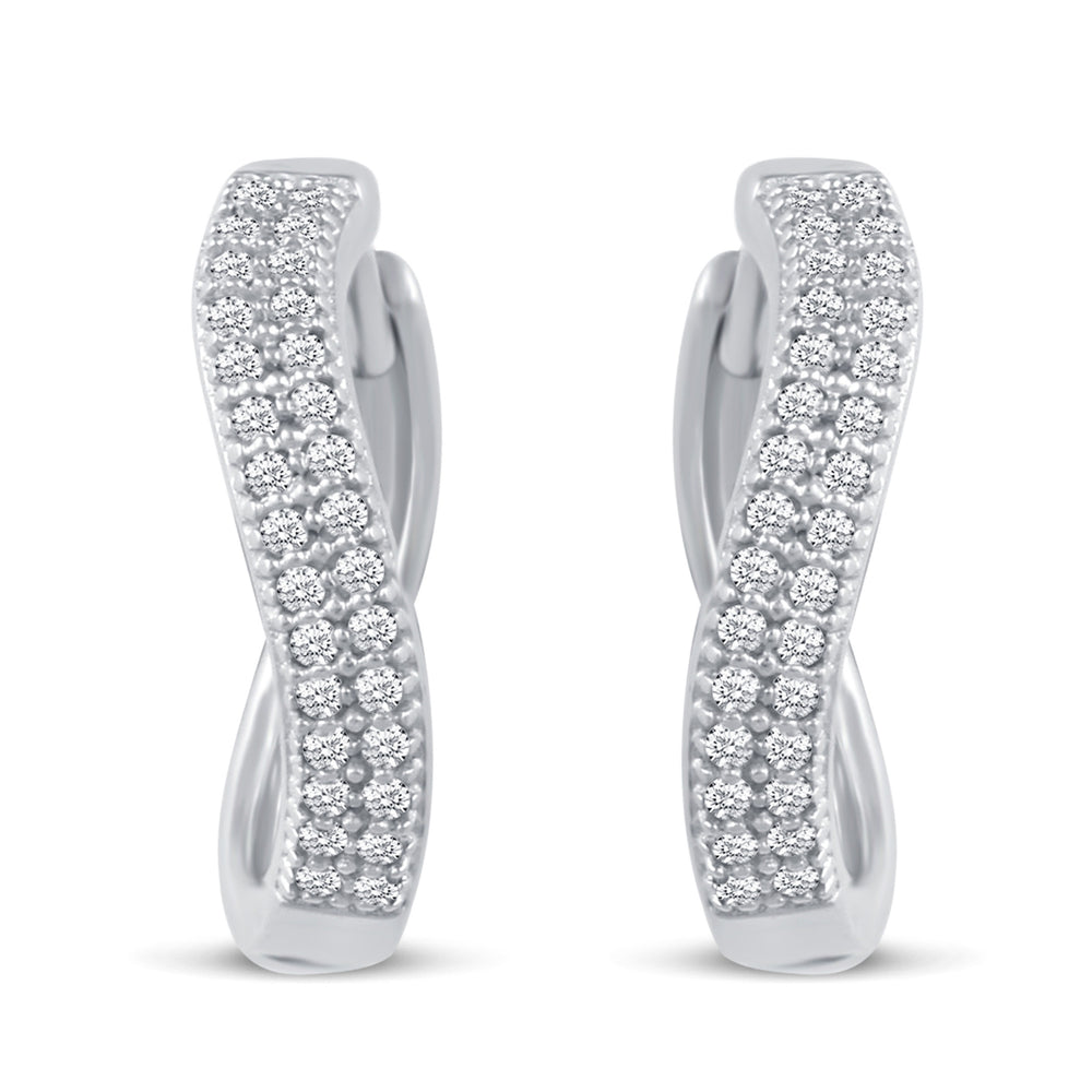 Pave Hoop Swirl Shell Earrings Huggies in 925 Sterling Silver