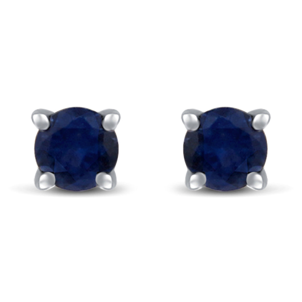 Synthetic  Sapphire Stud Earrings in 925 Sterling Silver
