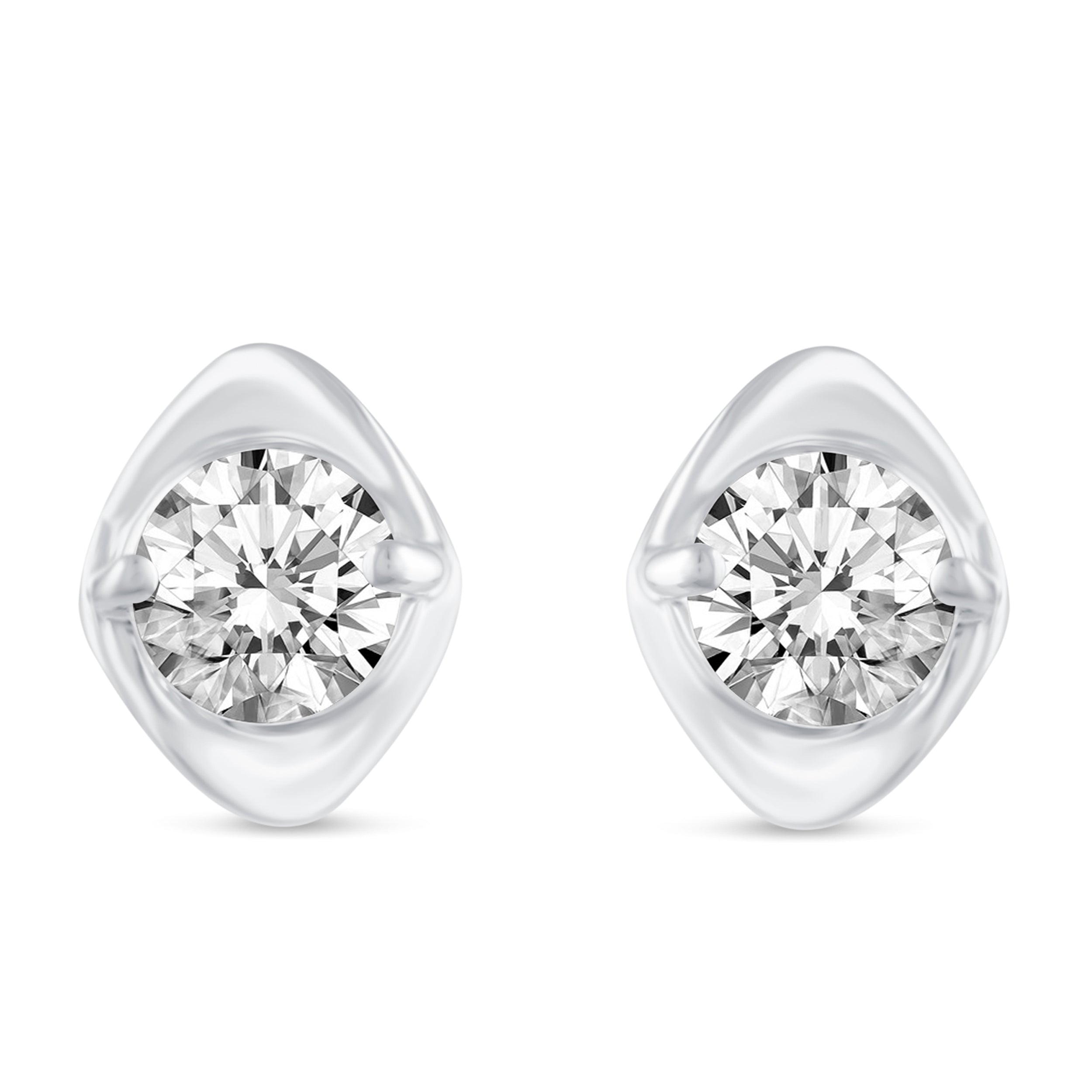 Floating Single Stone Petite Fleur Flower Petal Earrings in 925 Sterling Silver (Select Design)