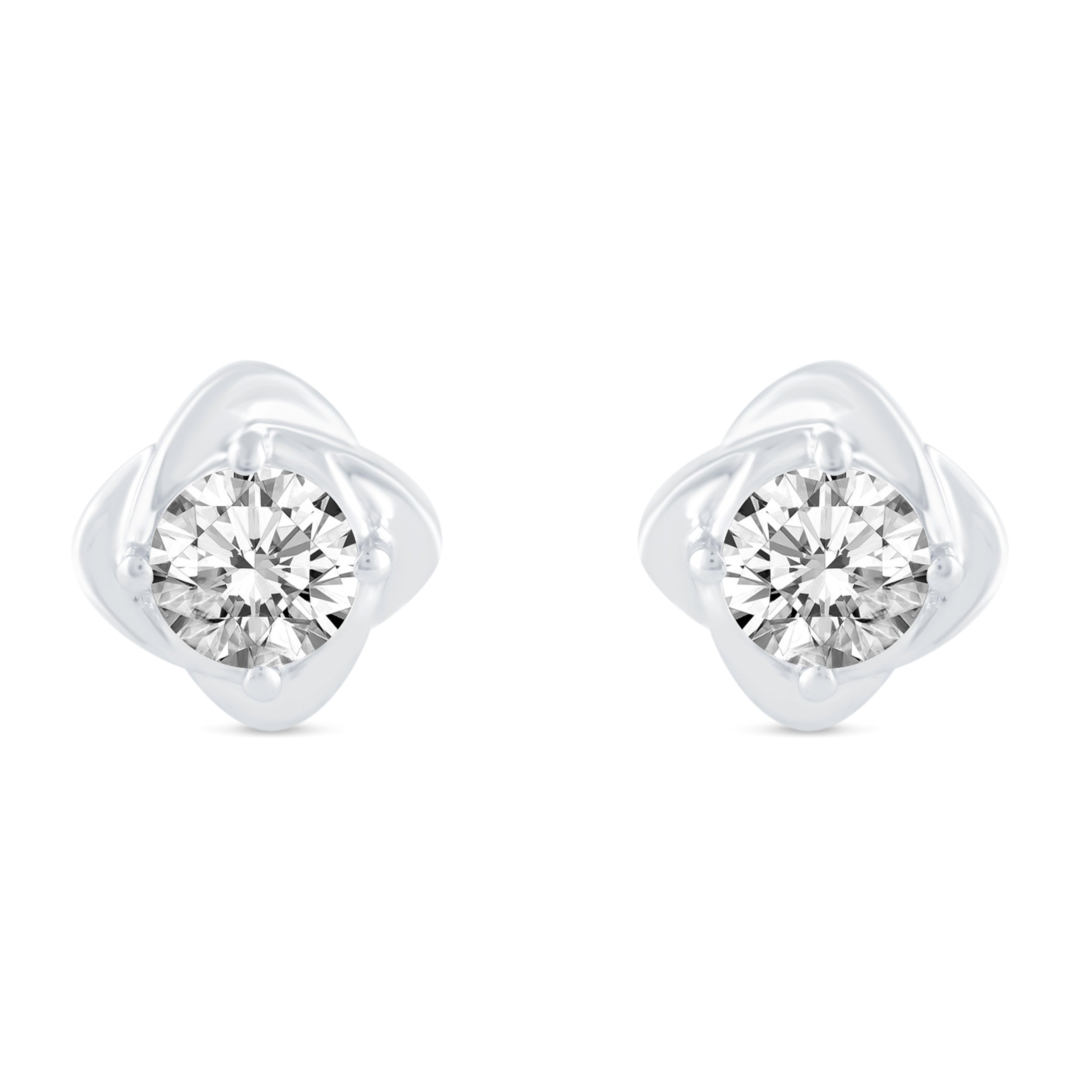 Floating Single Stone Petite Fleur Flower Petal Earrings in 925 Sterling Silver (Select Design)