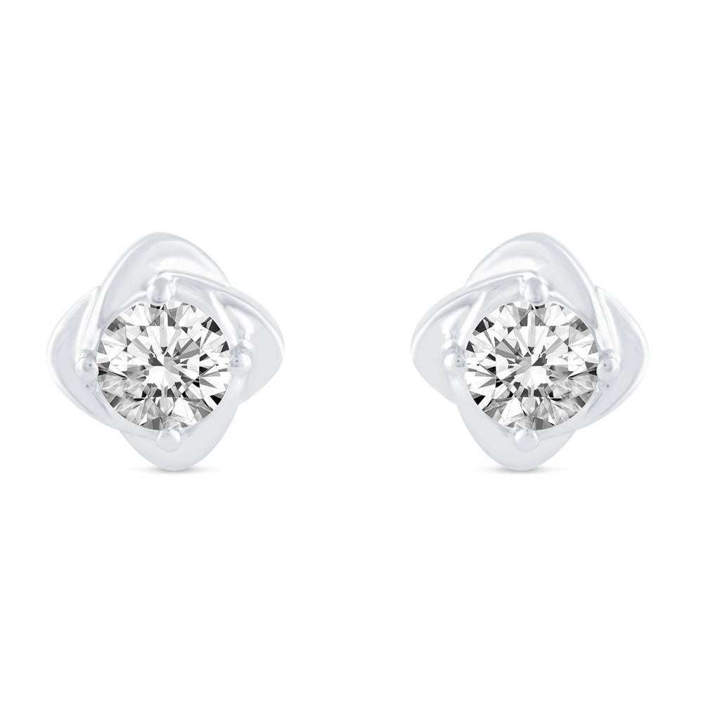 Floating Single Stone Petite Fleur Flower Four Petals Studs Earrings in 925 Sterling Silver (Select Design)