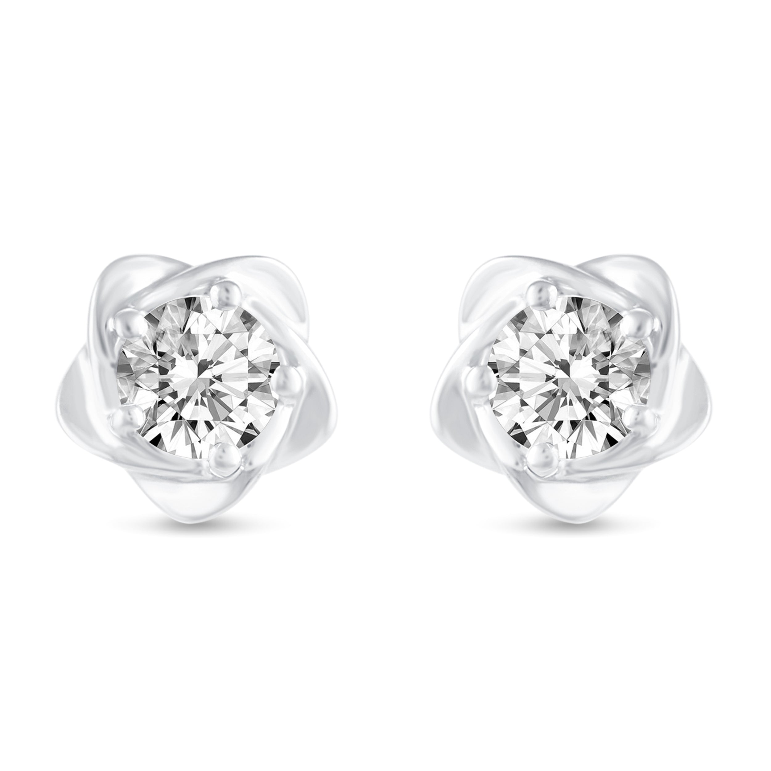 Floating Single Stone Petite Fleur Flower Petal Earrings in 925 Sterling Silver (Select Design)
