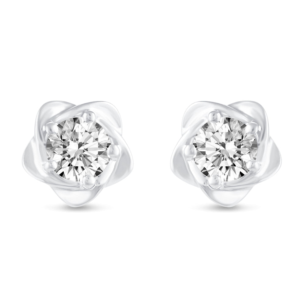 Floating Single Stone Petite Fleur Flower Five Petals Studs Earrings in 925 Sterling Silver (Select Design)