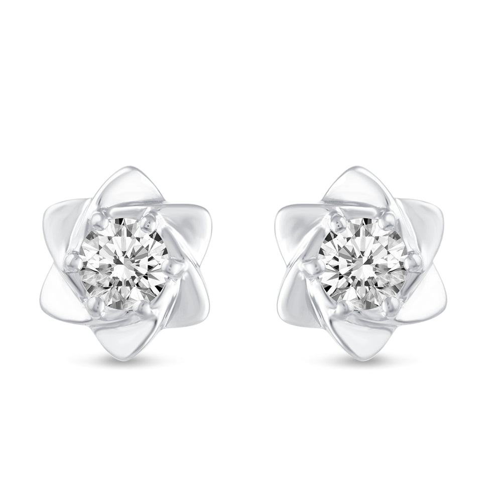 Floating Single Stone Petite Fleur Flower Six Petals Studs Earrings in 925 Sterling Silver (Select Design)