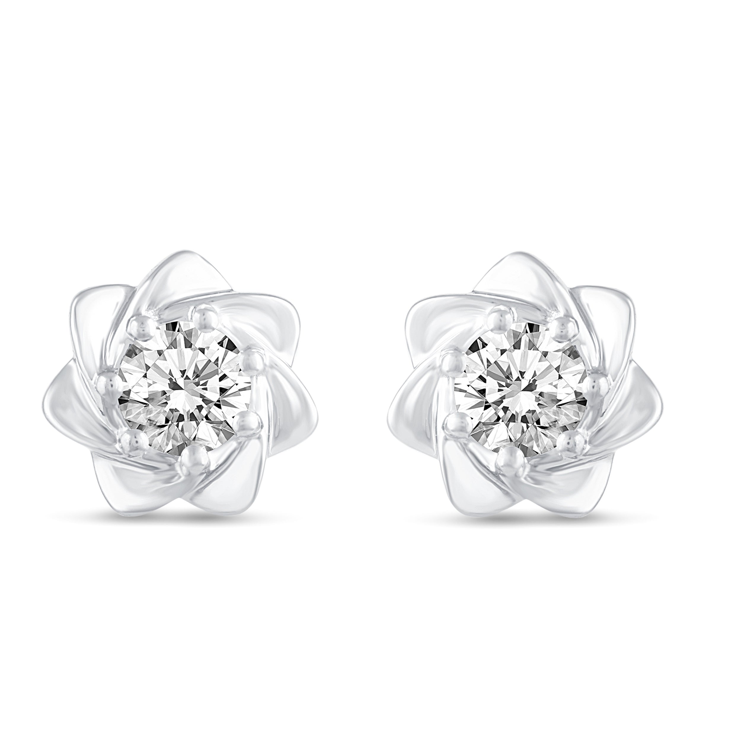 Floating Single Stone Petite Fleur Flower Petal Earrings in 925 Sterling Silver (Select Design)