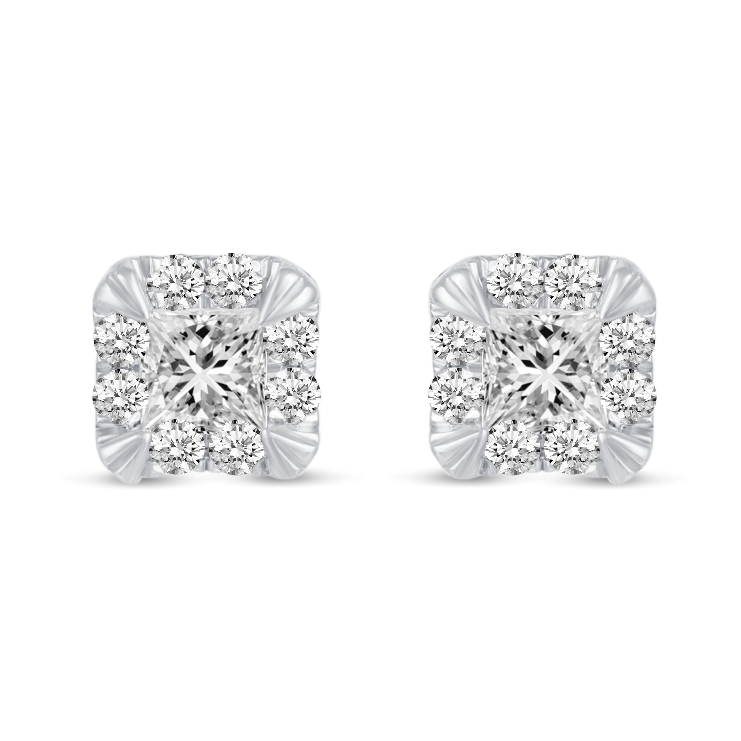 Princess Cut Studs Earrings in 925 Sterling Silver