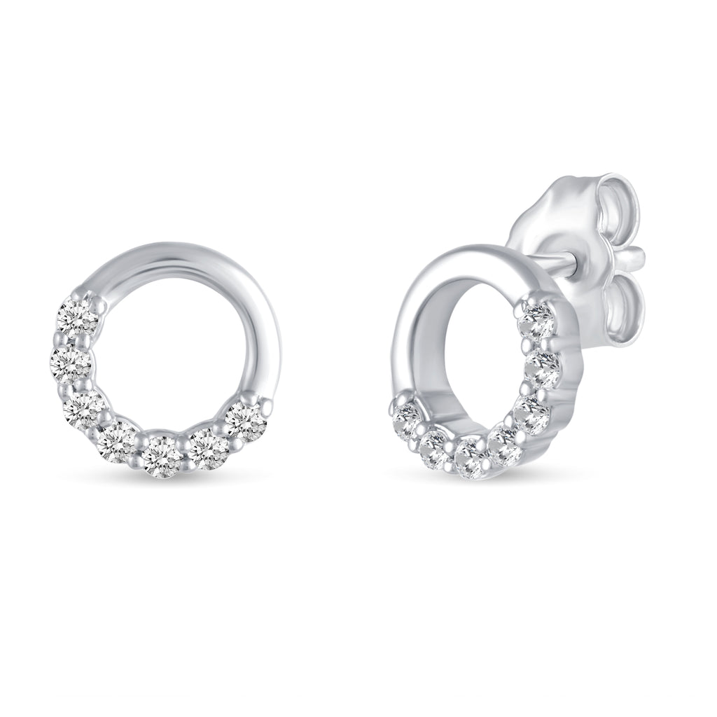 1/6 Cttw Forever Circle Pave Ring Studs Earrings in 925