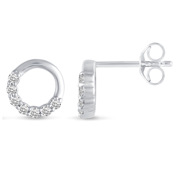 1/6 Cttw Forever Circle Pave Ring Studs Earrings in 925 Sterling Silver