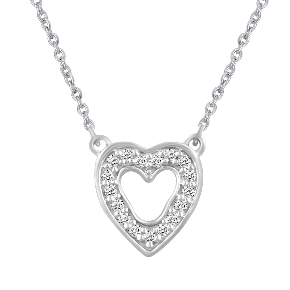 Open Heart Love Necklace Pendant in 925 Sterling Silver