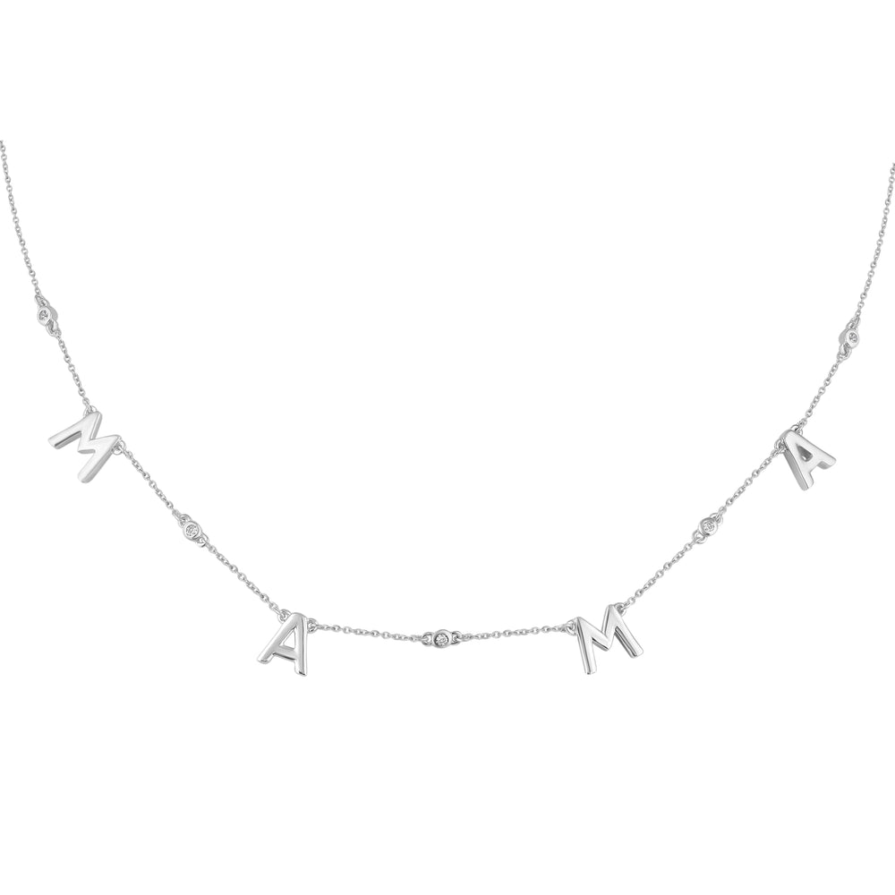 MAMA 1/10 Cttw CZ Pendant Necklace Set in 925 Sterling Silver