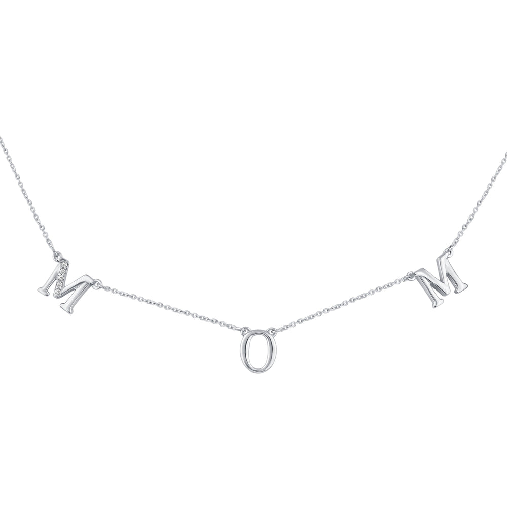 Prime and Pure MOM 1/20 Cttw CZ Pendant Necklace Set 925 Sterling Silver