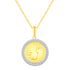 1/20 Cttw CZ Zodiac Astrology Halo Pendant Necklace set Yellow Gold plating