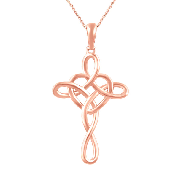 Love Knot Cross Infinity Heart Necklace Pendant primeandpureLove Knot Cross Infinity Heart Necklace Pendant in 925 Sterling Silver Pink Rose Gold jewelry