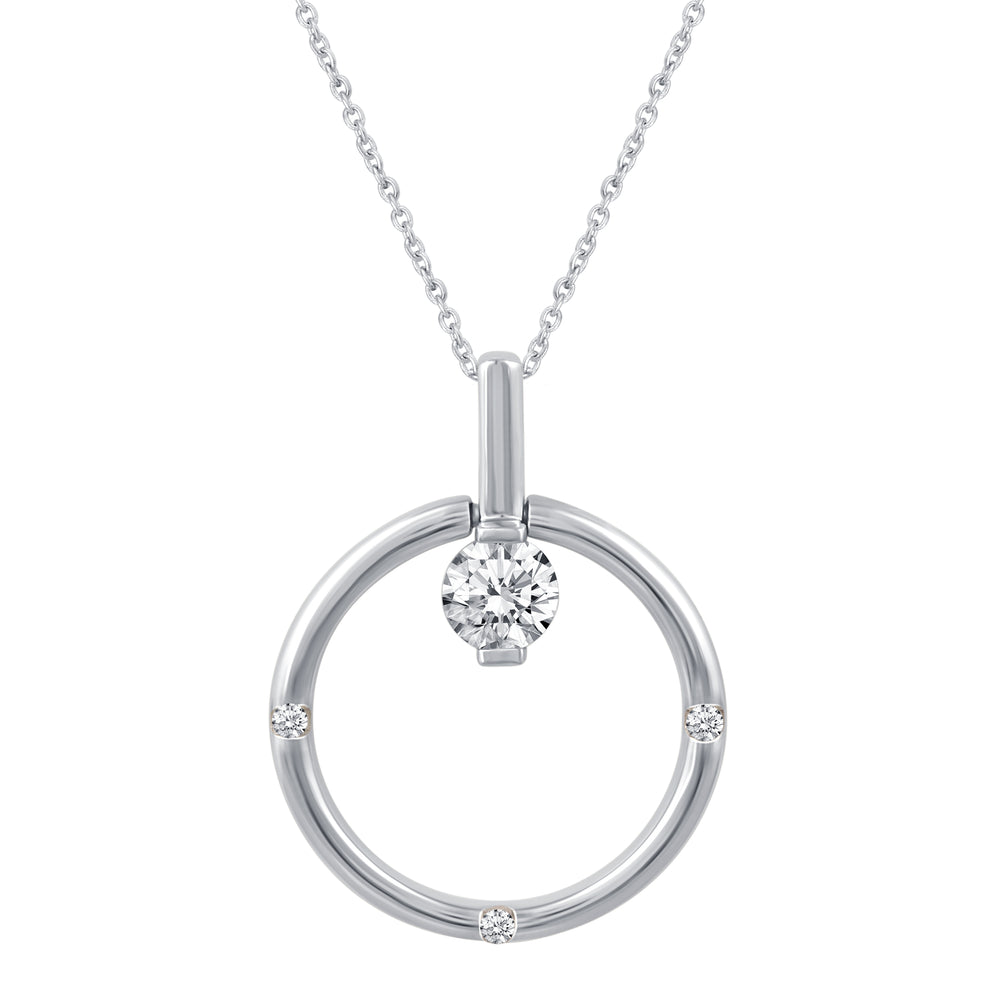 Open Circle Ring Necklace Pendant in 925 Sterling Silver