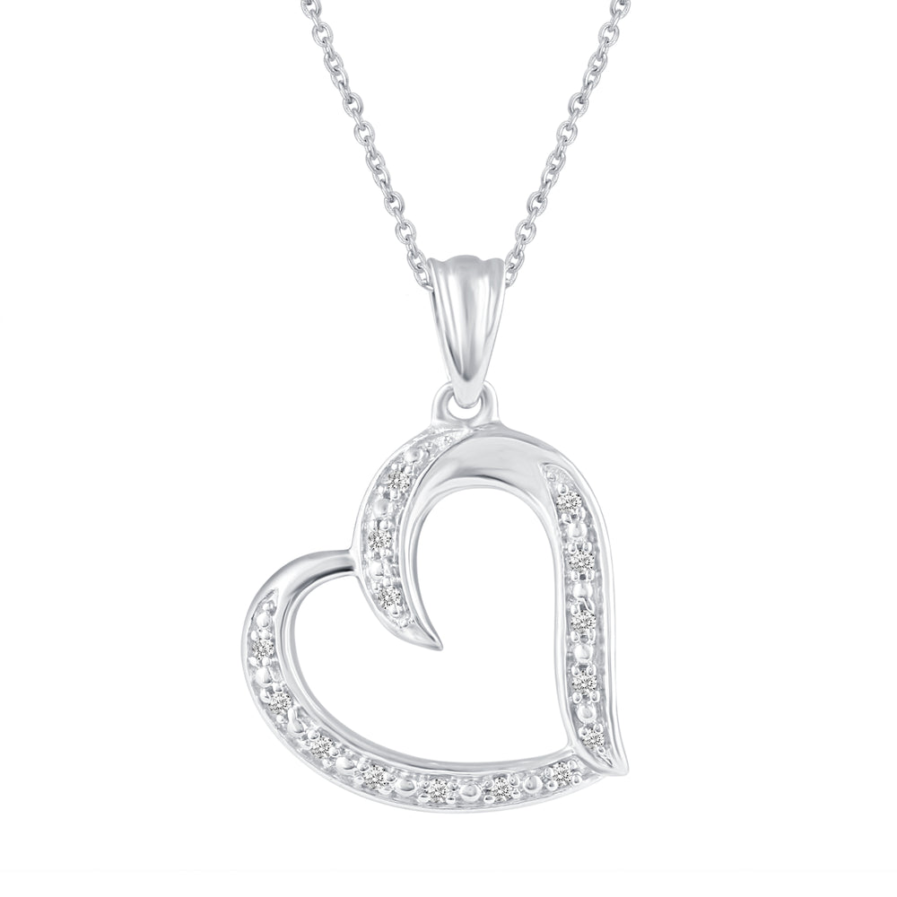Open Heart Charm Necklace Pendant in 925 Sterling Silver