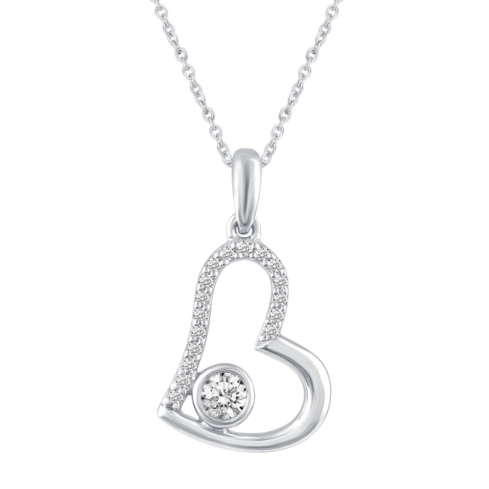 Open Heart Forever Love Charm Necklace Pendant in 925 Sterling Silver