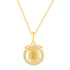 1/10 Cttw CZ EMOJI Smiling face with halo Pendant Necklace set in 925 Sterling Silver Yellow Gold