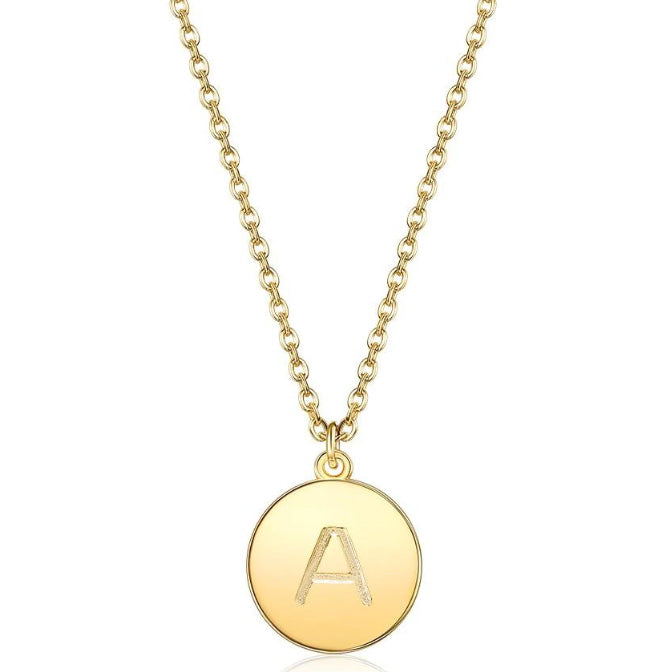 Initial Pendant Necklace set in Yellow Gold Tone