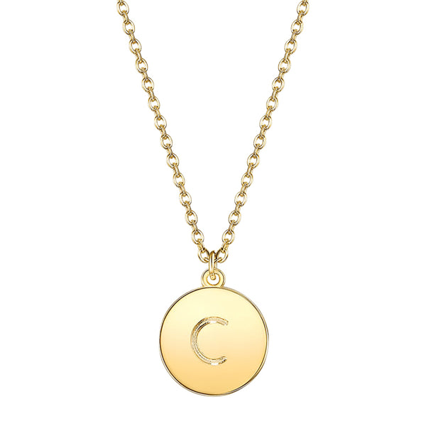 Initial Pendant Necklace set in Yellow Gold Tone