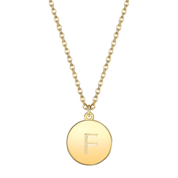 Initial Pendant Necklace set in Yellow Gold Tone