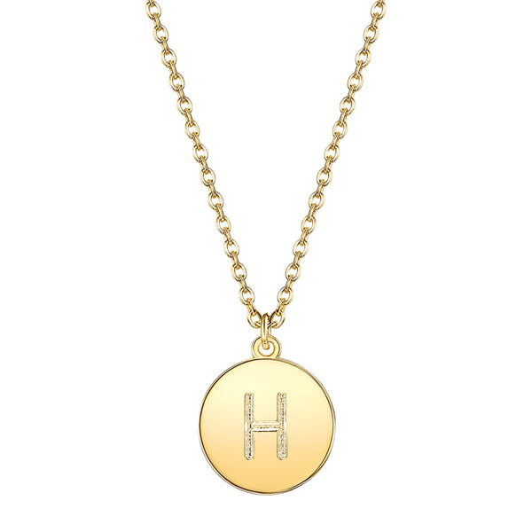 Initial Pendant Necklace set in Yellow Gold Tone