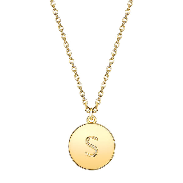 Initial Pendant Necklace set in Yellow Gold Tone