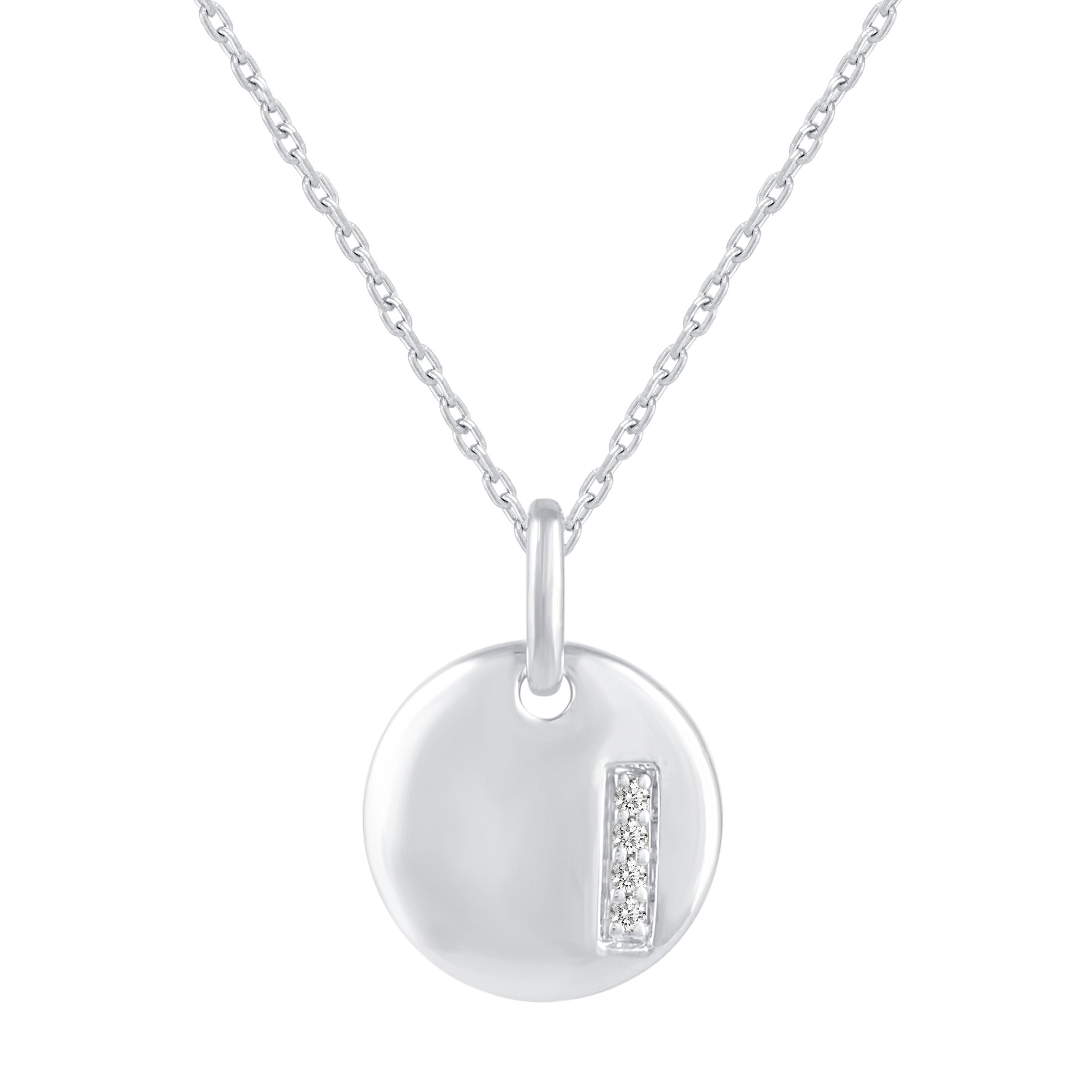 1/3 Cttw CZ Stone Accent Round Disk Pendant Necklace set in 925 Sterling Silver