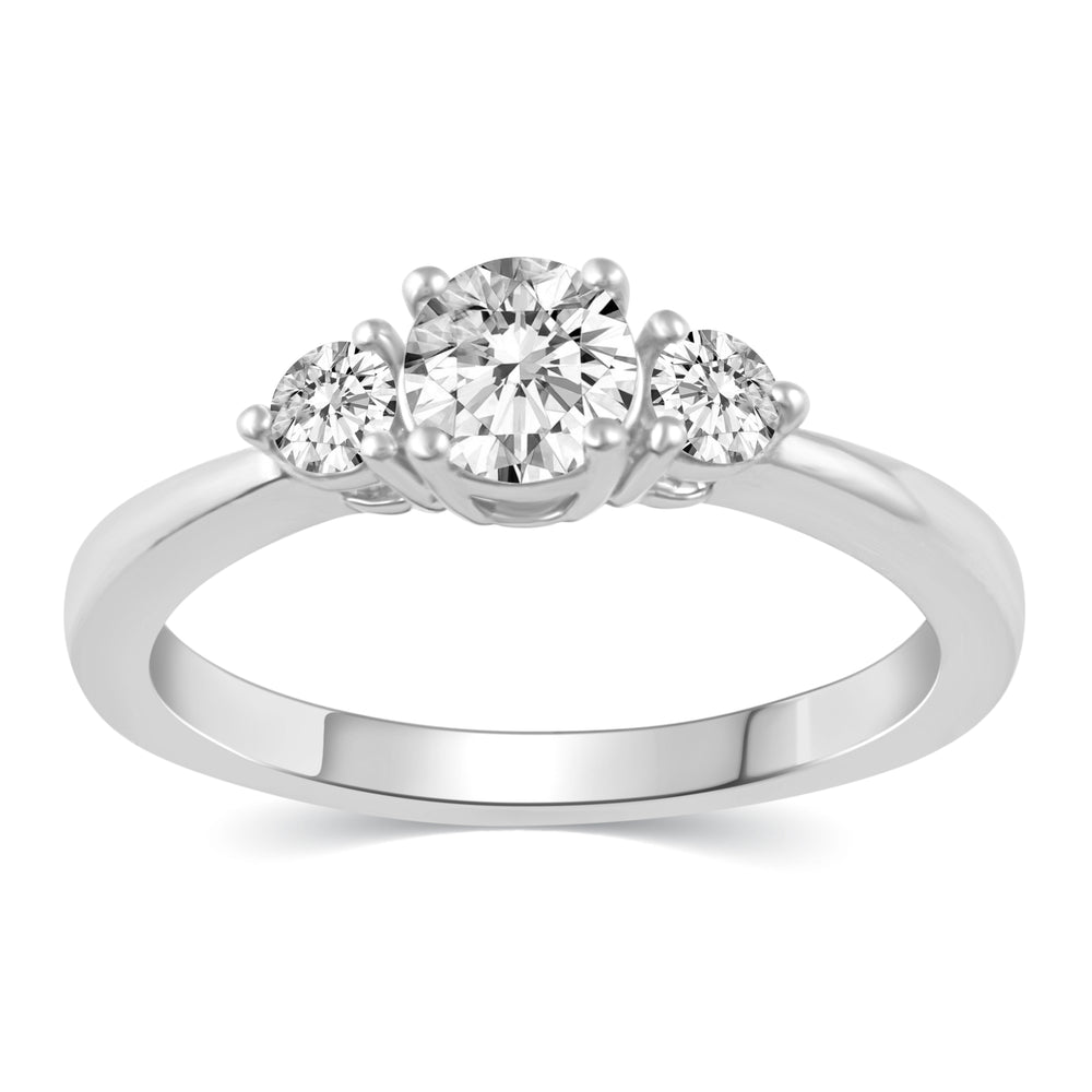 3-Stone Three Round Stone Ring in 925 Sterling Silver