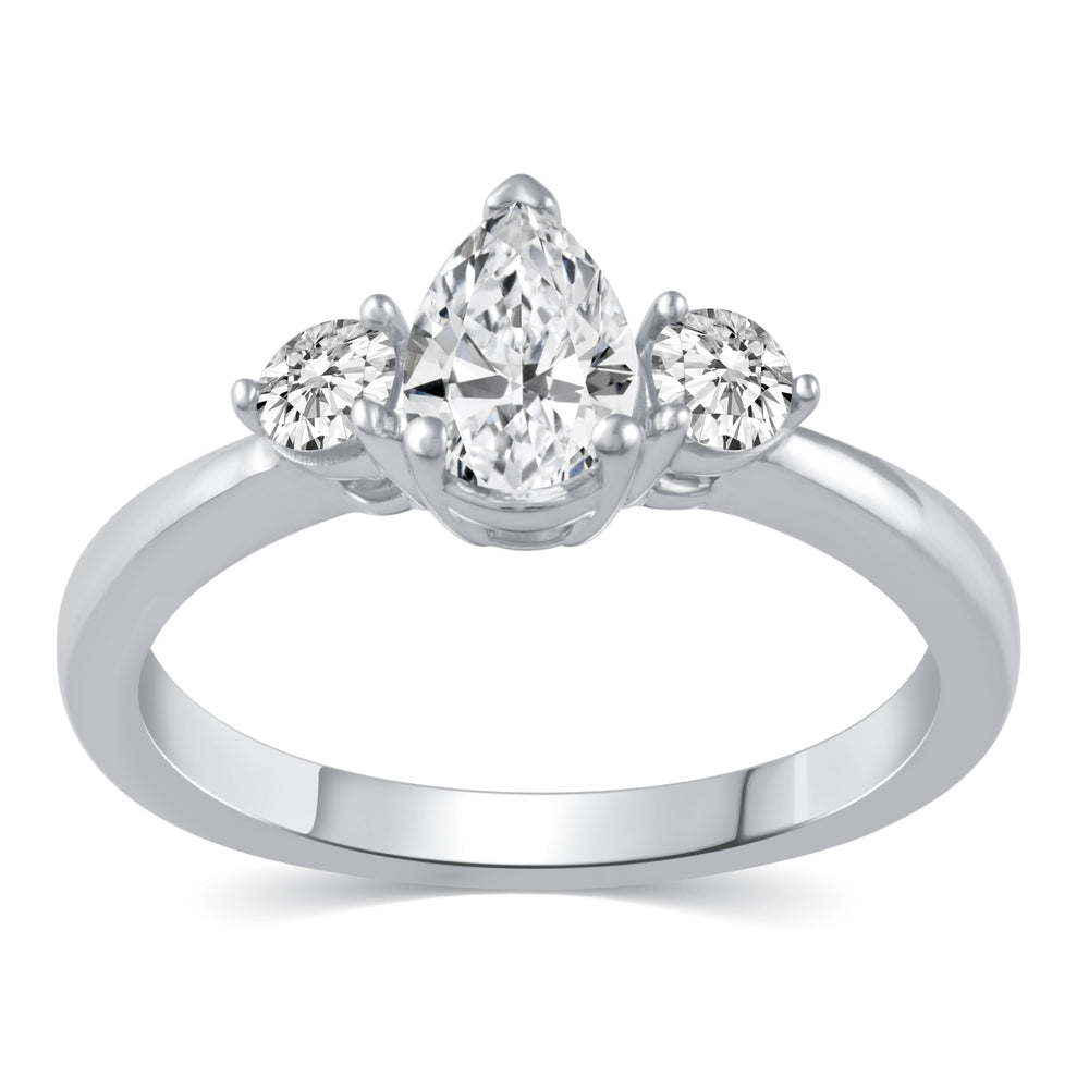 3-Stone Three Stone Pear Shape Teardrop Cut Ring in 925 Sterling Silver