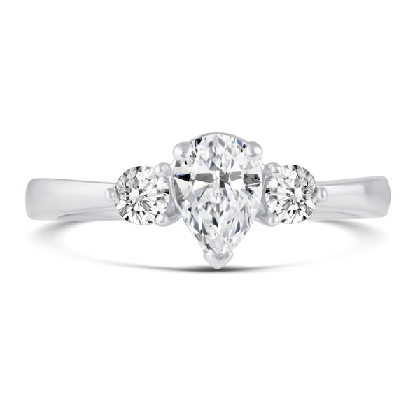 3-Stone Three Stone Pear Shape Teardrop Cut Ring in 925 Sterling Silver Jewelry