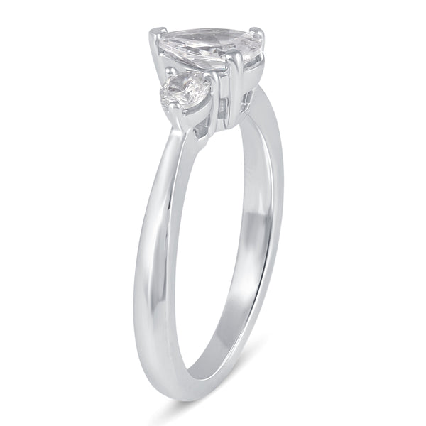 3-Stone Three Stone Pear Shape Teardrop Cut Ring in 925 Sterling Silver - Prime and Pure