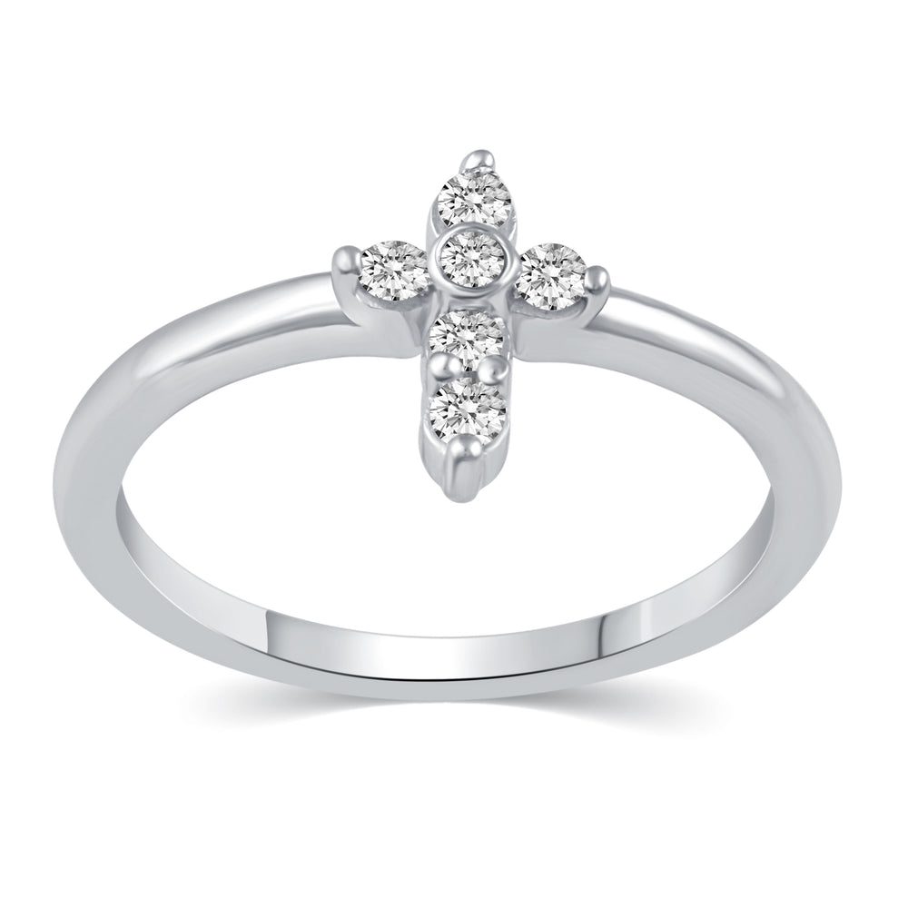 Cross Cluster Ring in 925 Sterling Silver