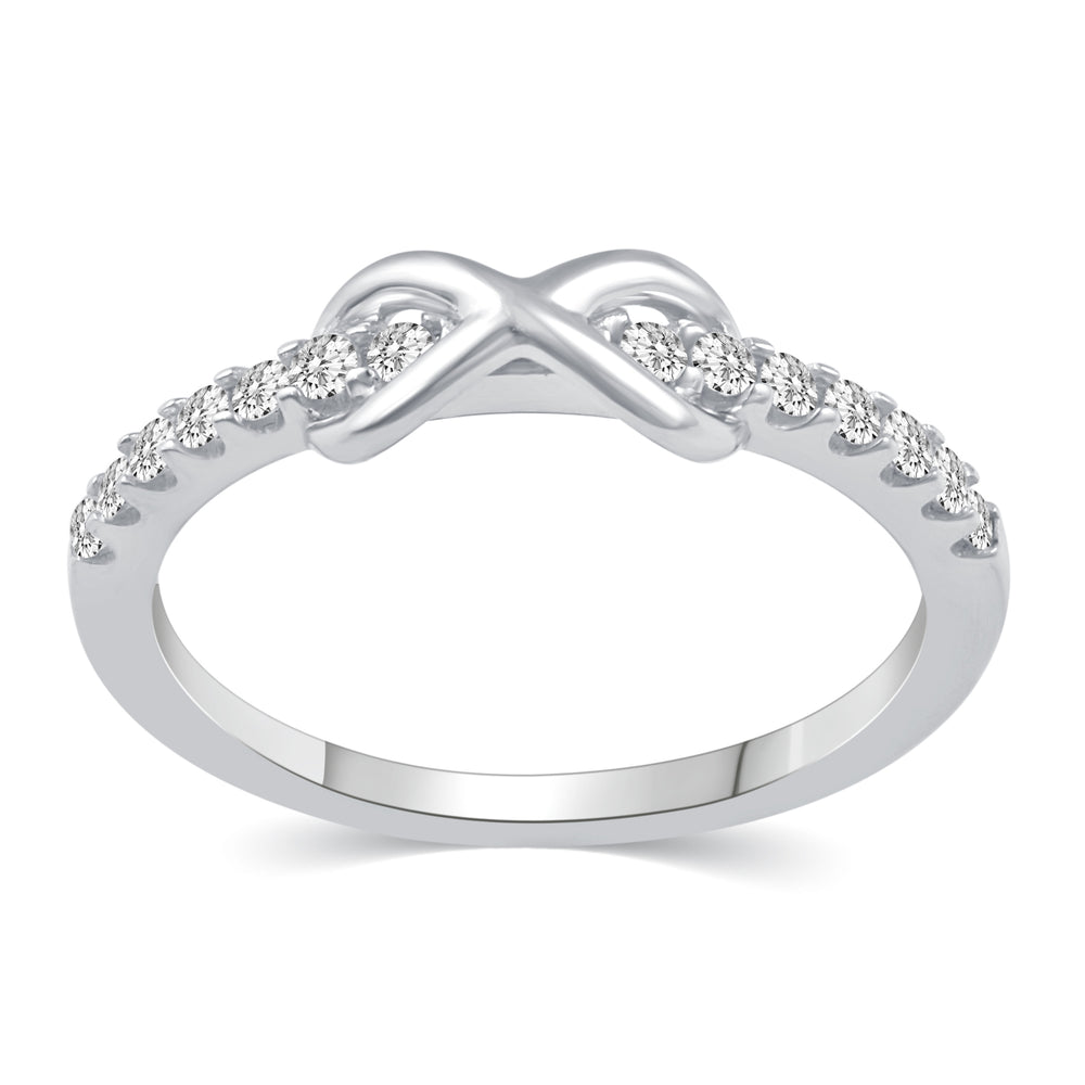 Micro Pave Infinity Half Eternity Ring in 925 Sterling Silver