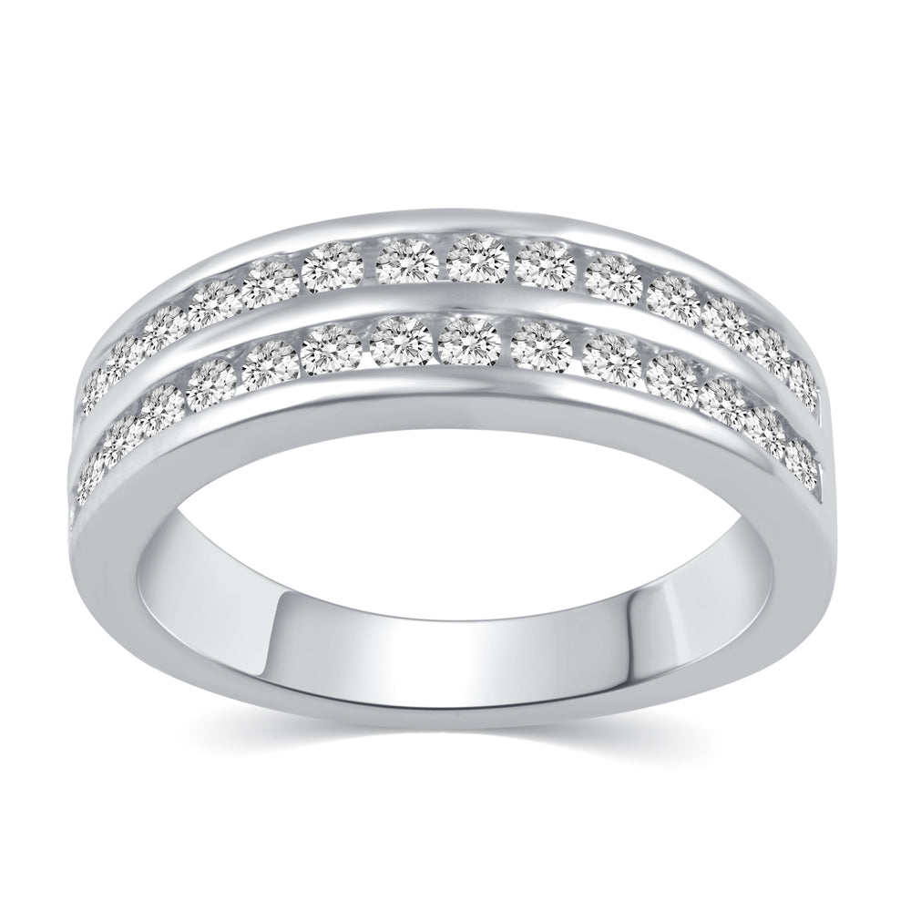 Channel Double Row Statement Ring Band in 925 Sterling Silver