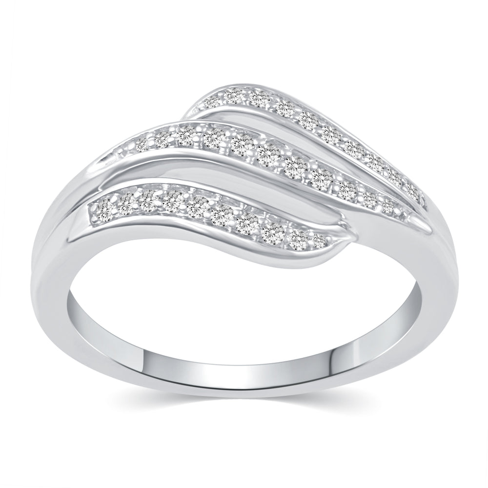 Pave Wave Twist Ring Band in 925 Sterling Silver