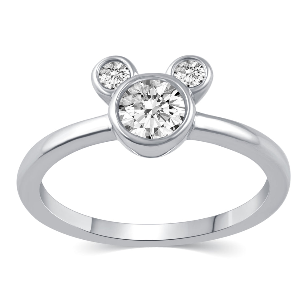 Bezel Set Mini Mouse Statement Micky Ring in 925 Sterling Silver