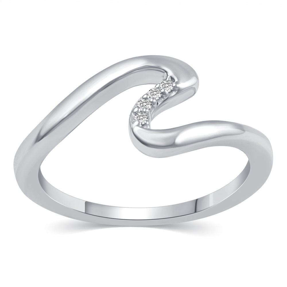 Wave Pave Ring in 925 Sterling Silver