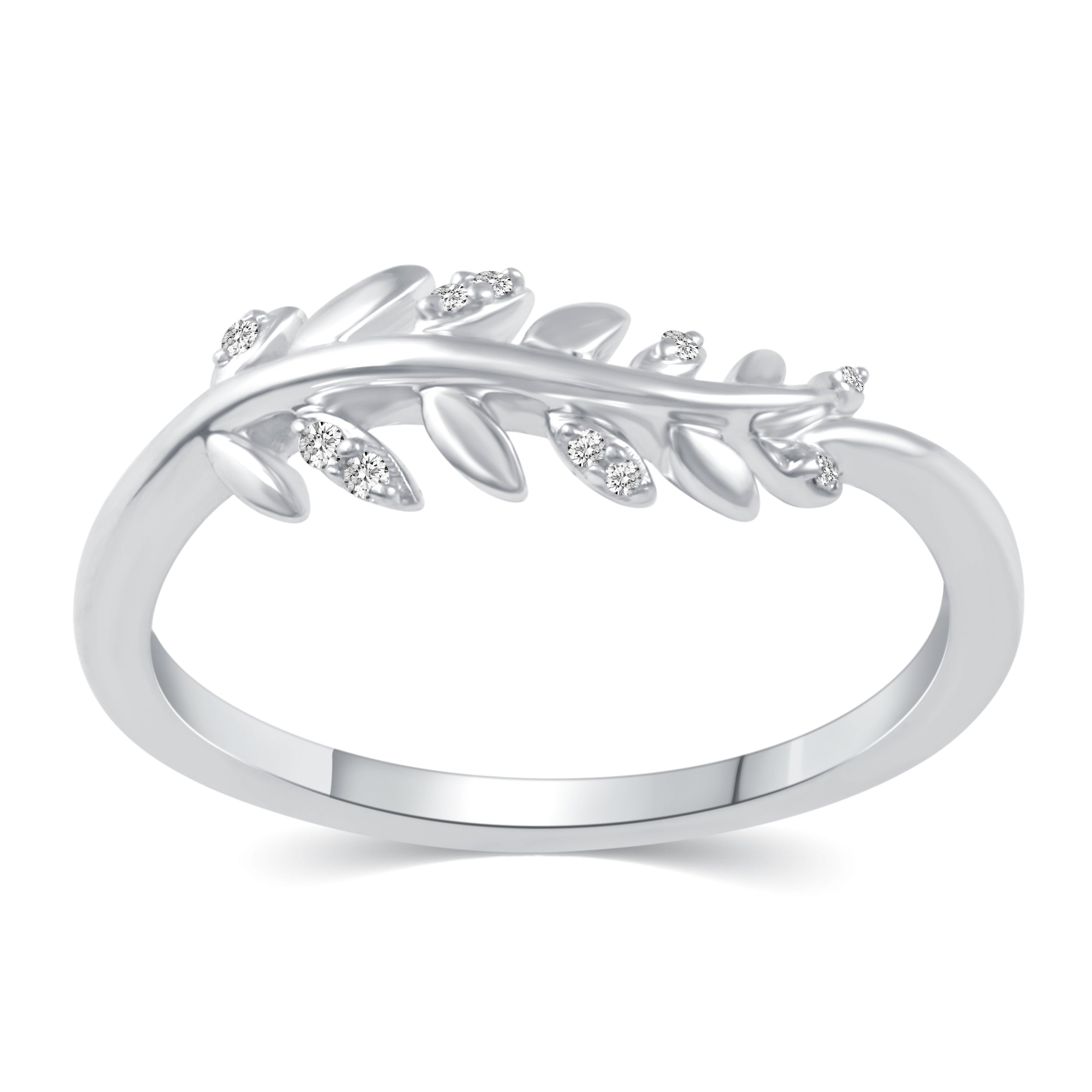 Feather Wavy Leaf Pave Ring in 925 Sterling Silver  Jewelry primeandpure