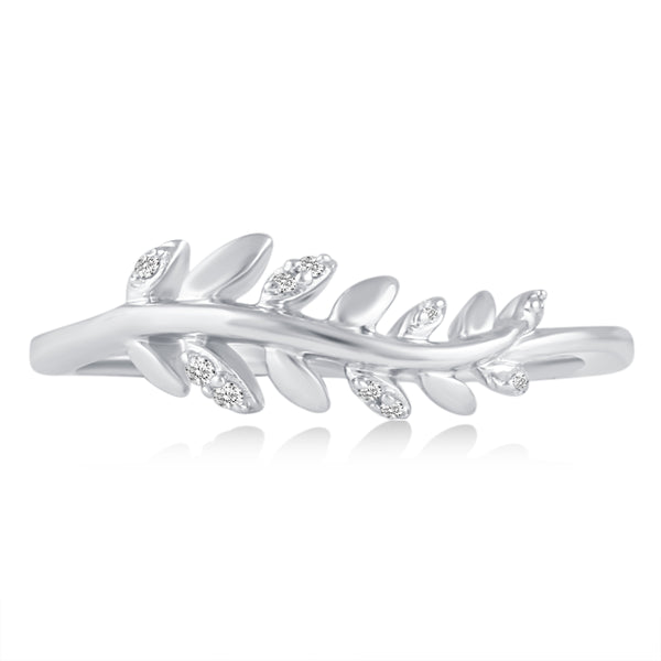 Feather Wavy Leaf Pave Ring in 925 Sterling Silver  Jewelry primeandpure
